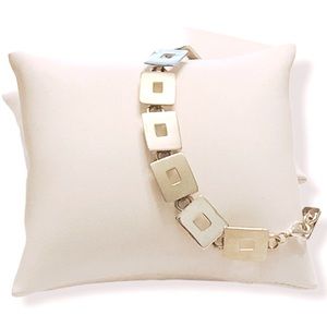 Sterling Silver Square Link Bracelet NEW